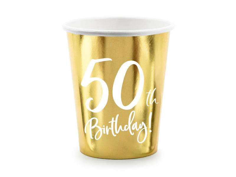 Becher 50th Birthday, gold, 220ml (1 VPE / 6 Stk.) - FeierGlanz